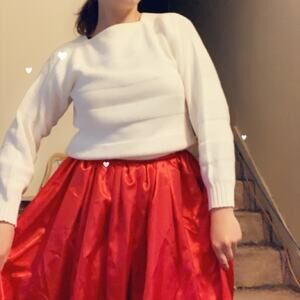 Handmade red satin skirt a-line